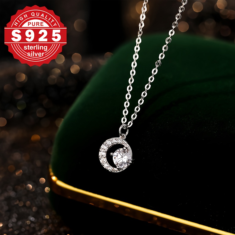 Women's S925 Sterling Silver Pendant Necklace with Zirconia